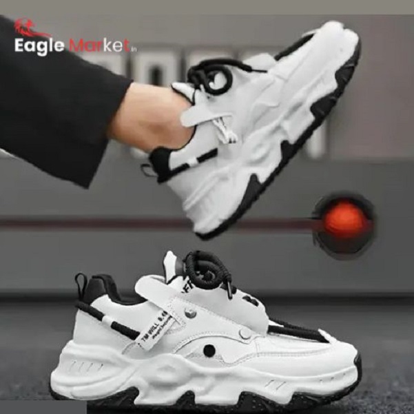 Relaxed Fashionable White Sports Shoes for Men | Running & Walking Lace-Up Shoes | TERFILL